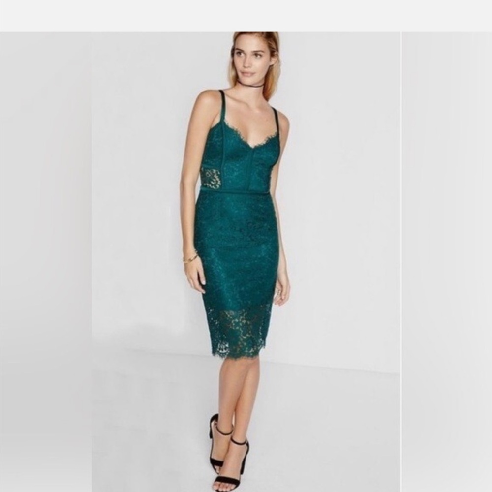 Express Teal Lace Midi Dress